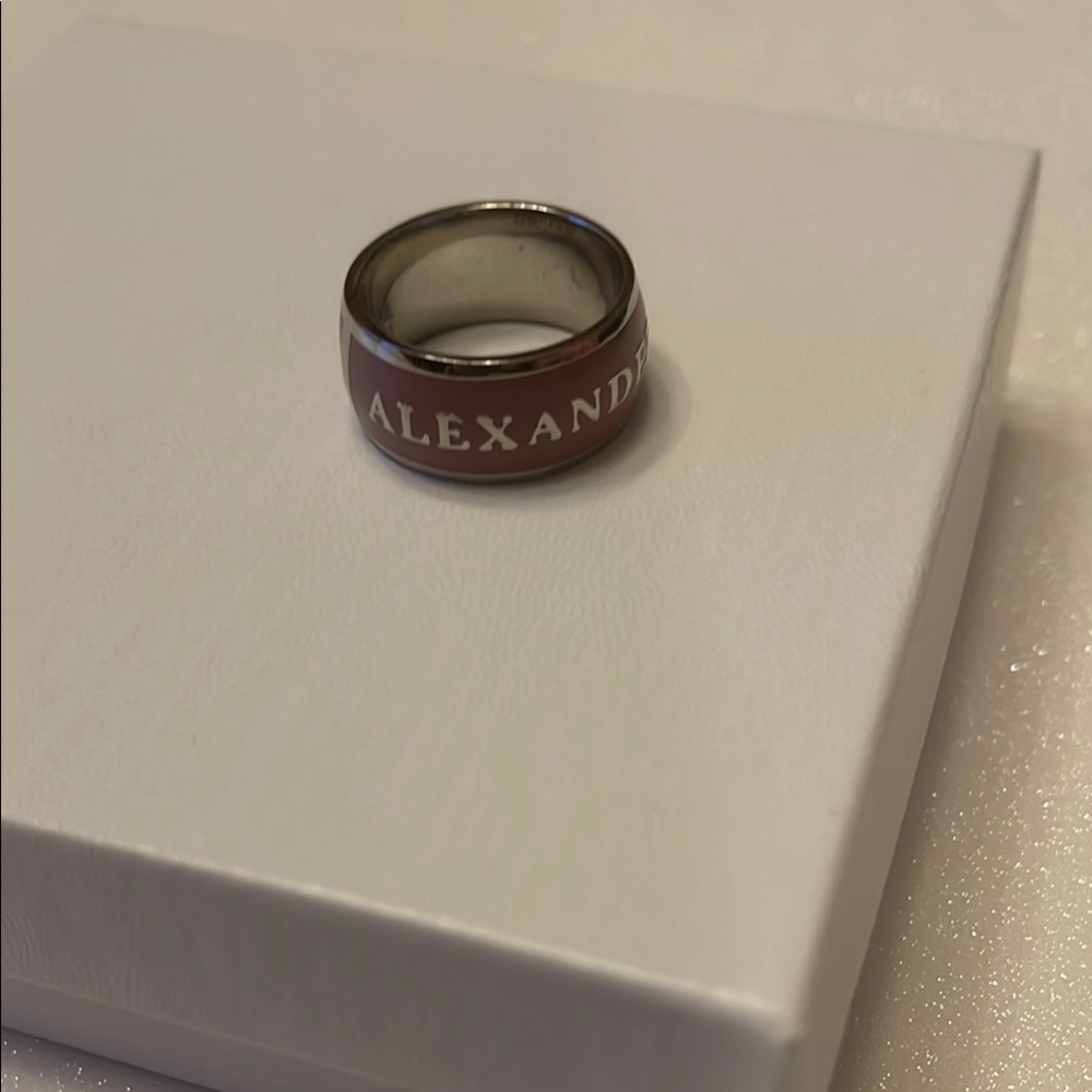 Alexander McQueen Mauve and Silver Ring